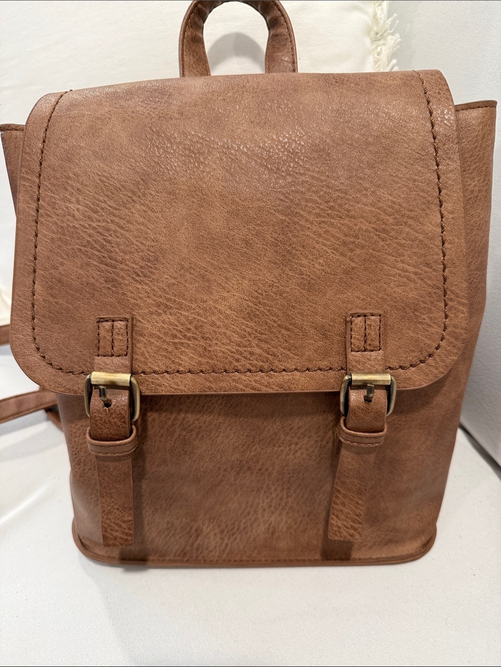 Men's Brown Faux Leather Backpack/ Shoulder Bag/ Cross body Bag